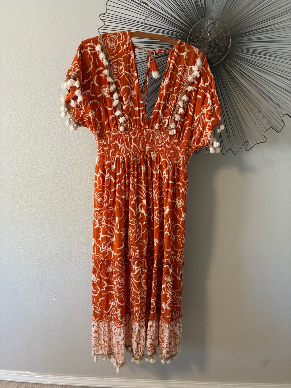 Me 2 Magic Maxi Dress Orange & White Size M